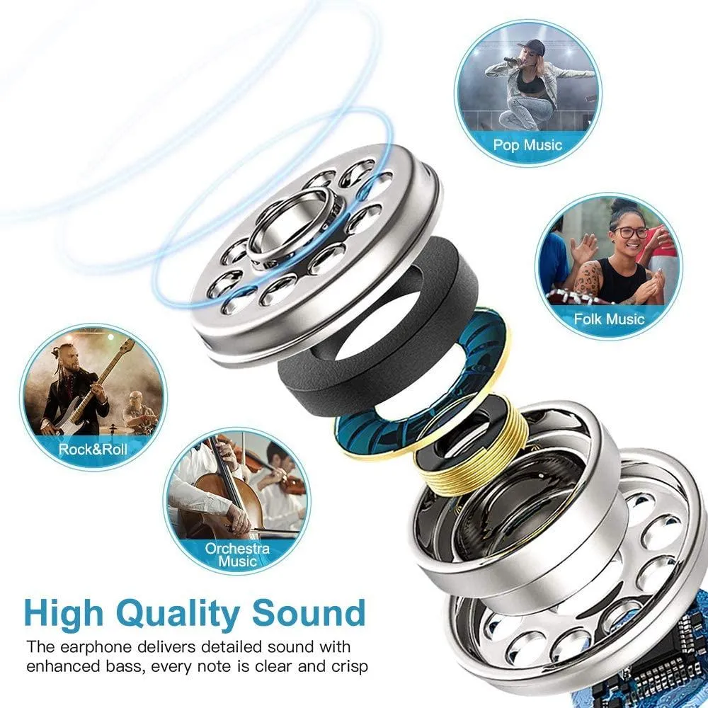 5-Pack: Earbuds Earphones with Microphone