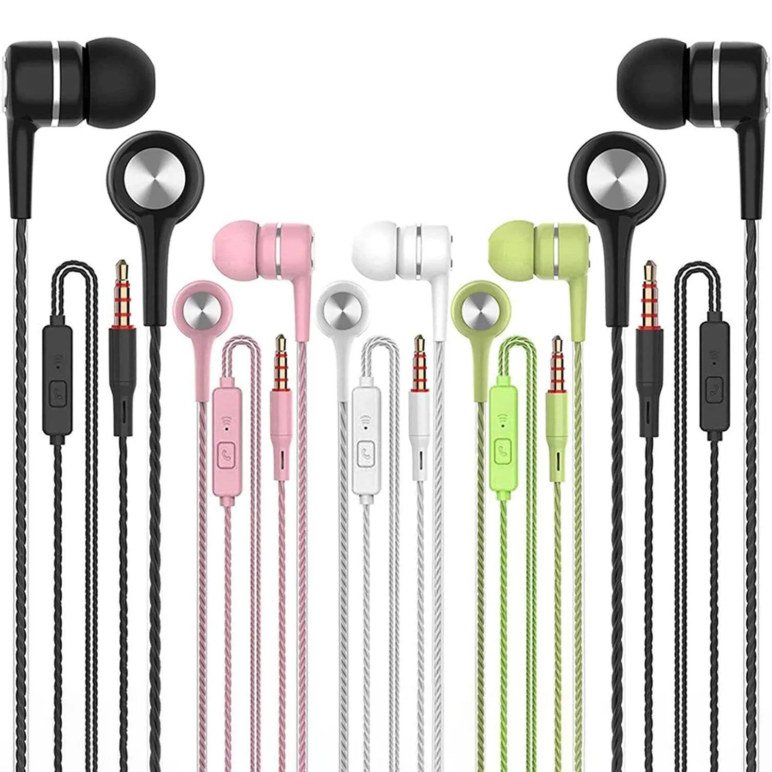 5-Pack: Earbuds Earphones with Microphone